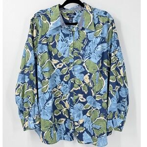Chaps No Iron Shirt Womens sz 3X Floral Button Down Long Sleeve office